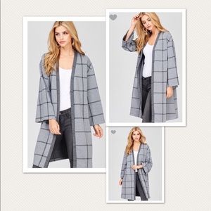 Plaid Print Knit Cardigan